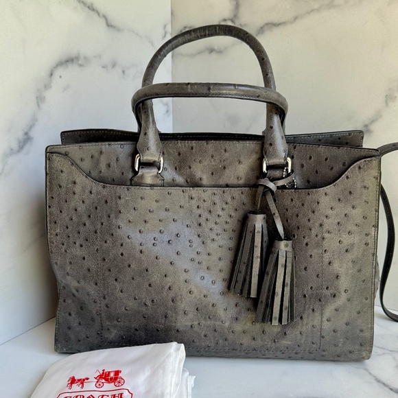 Coach Limited Edition Pinnacle Leighton in Ostrich Embossed Leather - Gray - Picture 1 of 9